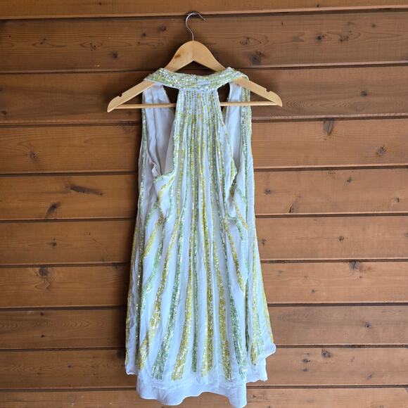 Anthropologie Ranna Gill Shimmer Channel Mini Dress Sequin Swing Large NYE Glam - Picture 6 of 9